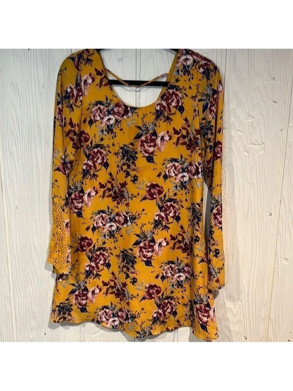 Speechless Mini Dress or Tunic Bell Sleeves Crochet Small